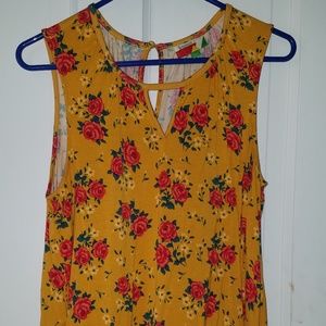Modcloth Fervour Mustard Yellow Floral Tank